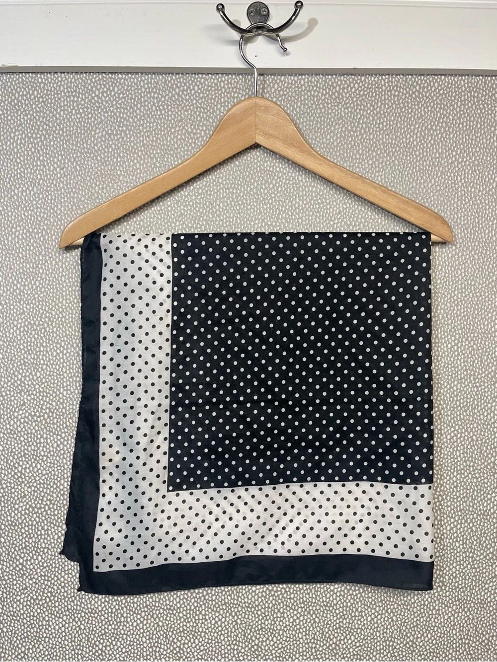 OS Vintage Glentex Black and White Polka Dot Scarf